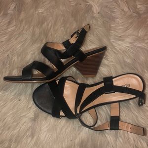 Abella Black Heeled Sandals